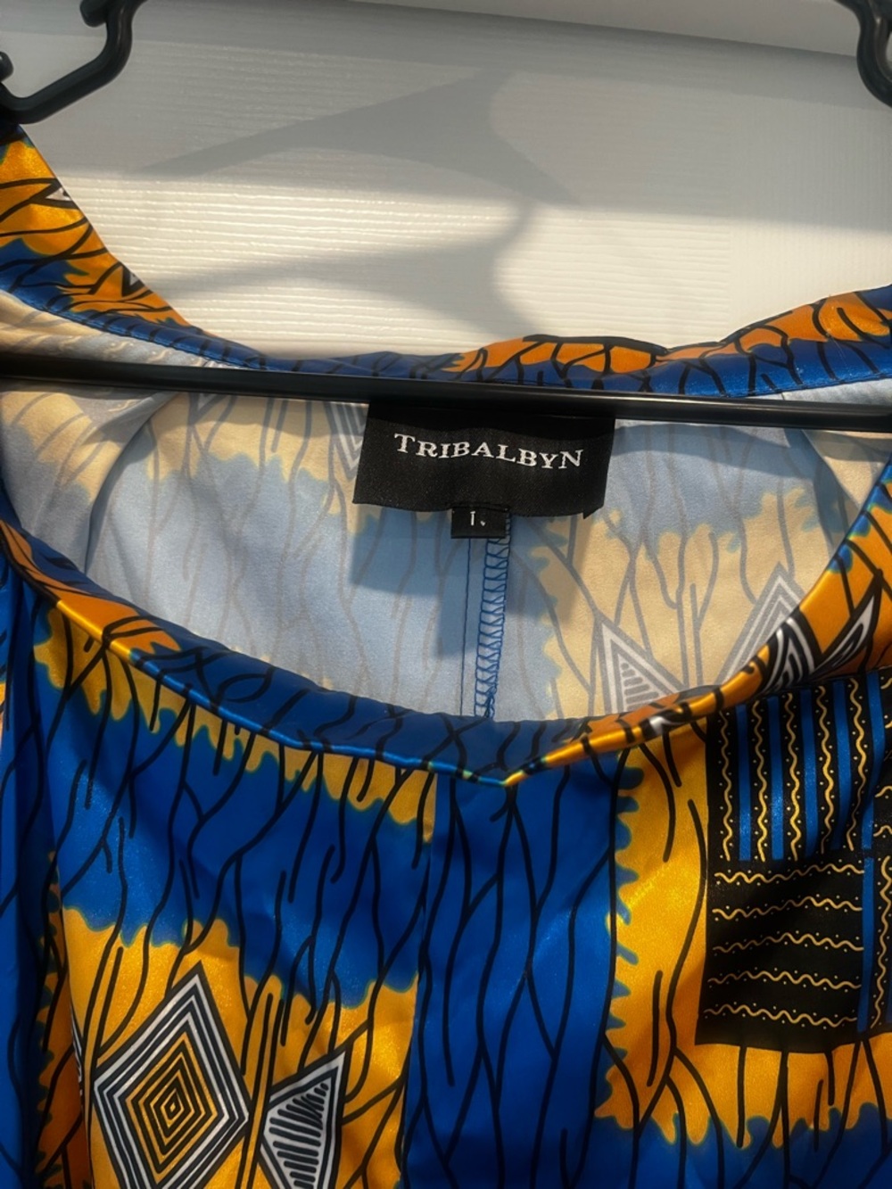 Tribal Blue & Gold Geometric Wide-Leg Jumpsuit - Picture 6 of 7